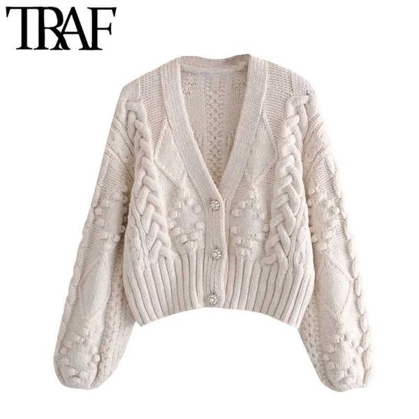 traf women fashion pompom appliques cropped knitted cardigan sweater vintage long sleeve female outerwear chic 210930, White;black
traf women fashion pompom appliques cropped knitted cardigan sweater vintage long sleeve female outerwear chic 210930, White;black