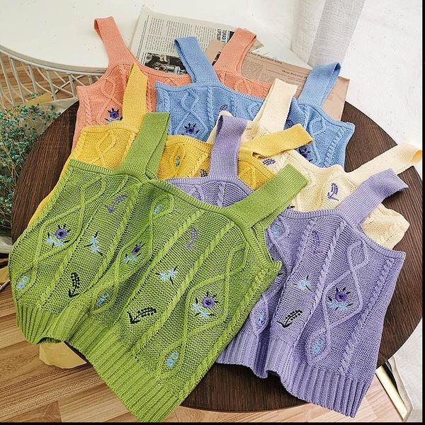 8 colors embroideried flowers womens tanks crop girls knitted camisole sleeveless tee shirts camis for female, White
8 colors embroideried flowers womens tanks crop girls knitted camisole sleeveless tee shirts camis for female, White