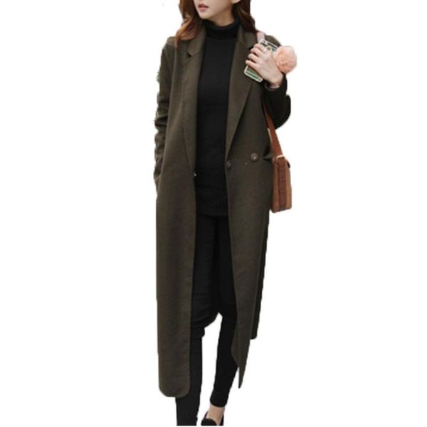women's wool & blends xuxi spring-autumn-winter women casual trench with blend oversize long coat belt cashmere femme outerwear fz537, Black
women's wool & blends xuxi spring-autumn-winter women casual trench with blend oversize long coat belt cashmere femme outerwear fz537, Black