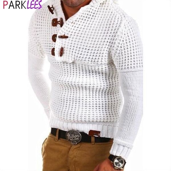white hooded sweater men fashion horn button patchwork design mens knitted pullovers casual autumn jumper knitwear pull homme 210522, White;black
white hooded sweater men fashion horn button patchwork design mens knitted pullovers casual autumn jumper knitwear pull homme 210522, White;black