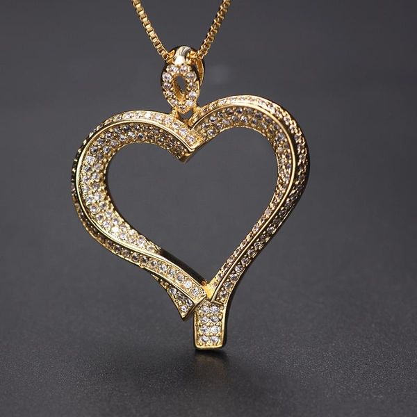 pendant necklaces luxury big heart necklace for women cubic zirconia stone gold color chain hollow out choker accessories, Silver
pendant necklaces luxury big heart necklace for women cubic zirconia stone gold color chain hollow out choker accessories, Silver