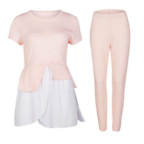 women summer two pieces solid color short sleeve tunic t-shirt + leggings pants women's tracksuits, Gray
women summer two pieces solid color short sleeve tunic t-shirt + leggings pants women's tracksuits, Gray