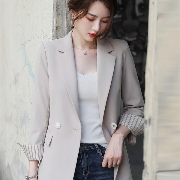 women's autumn korean casual wild suit double polyester single breasted regular office lady 210416, White;black
women's autumn korean casual wild suit double polyester single breasted regular office lady 210416, White;black