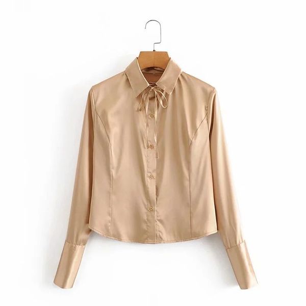 women shirt satin long cuffed sleeves flowing elegant minimalist style femme mujer blouse blusas 210420, White
women shirt satin long cuffed sleeves flowing elegant minimalist style femme mujer blouse blusas 210420, White