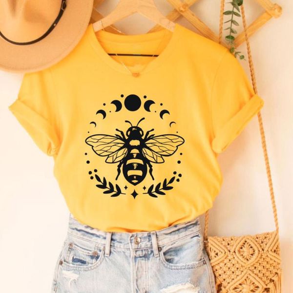 women's t-shirt bee and moon phases print 100%cotton women tshirt bees shirt funny summer autumn casual short sleeve eco life tee, White
women's t-shirt bee and moon phases print 100%cotton women tshirt bees shirt funny summer autumn casual short sleeve eco life tee, White