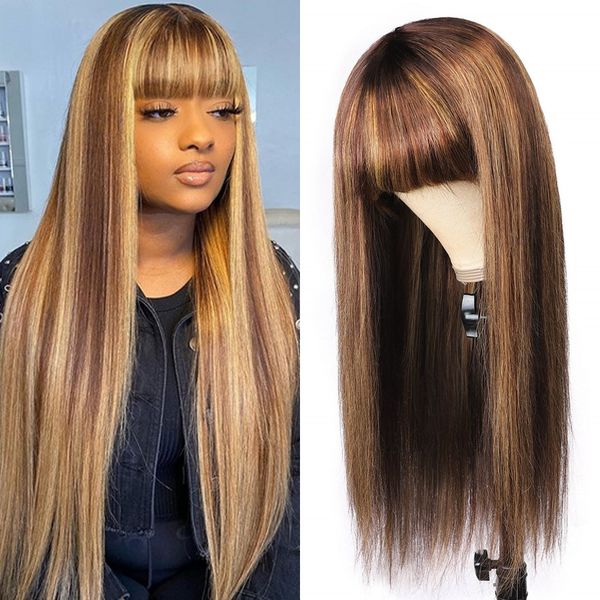 4/27 highlight malaysian straight wig with bangs glueless human hair wigs honey blonde machine made, Black;brown
4/27 highlight malaysian straight wig with bangs glueless human hair wigs honey blonde machine made, Black;brown