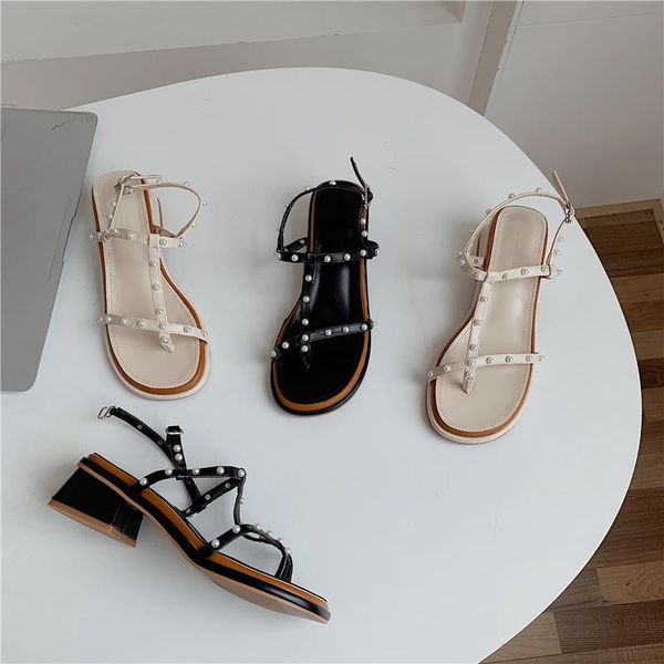 sandals women block heel with toe divider thin strap summer buckle lady pearl shoes, Black
sandals women block heel with toe divider thin strap summer buckle lady pearl shoes, Black