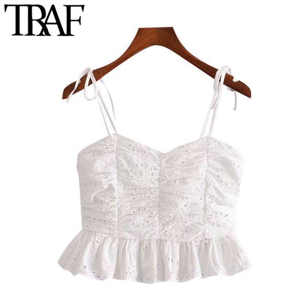 traf women fashion cutwork embroidery ruffled cropped blouses vintage backless bow tied straps female shirts chic 210415, White
traf women fashion cutwork embroidery ruffled cropped blouses vintage backless bow tied straps female shirts chic 210415, White