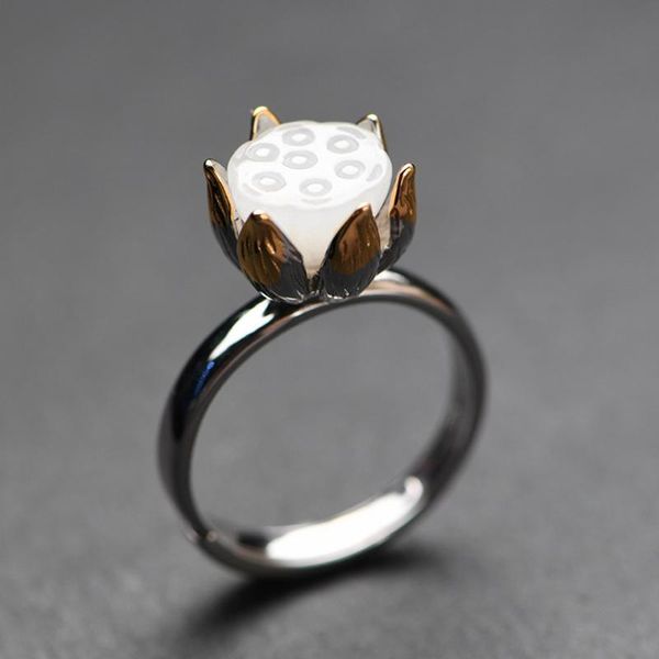 hetian jade lotus ring 925 silver black fashion original s925 sterling rings for women jewelry adjustable size cluster, Golden;silver
hetian jade lotus ring 925 silver black fashion original s925 sterling rings for women jewelry adjustable size cluster, Golden;silver