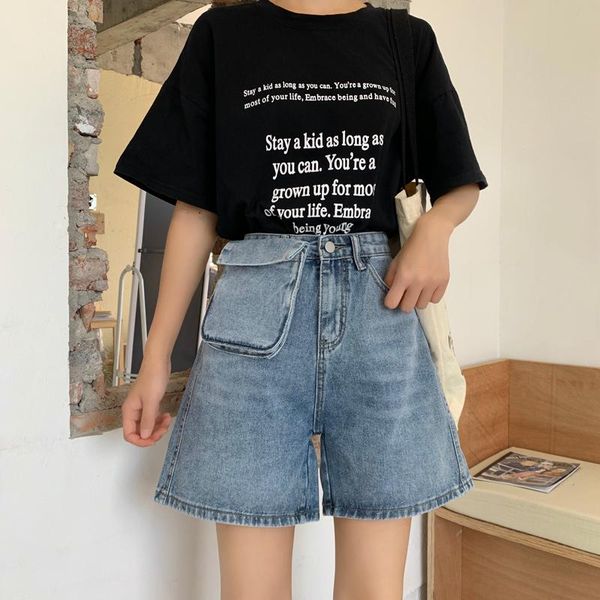 women's jeans girls short with big removable money pocket loose wide hem cotton women, Blue
women's jeans girls short with big removable money pocket loose wide hem cotton women, Blue