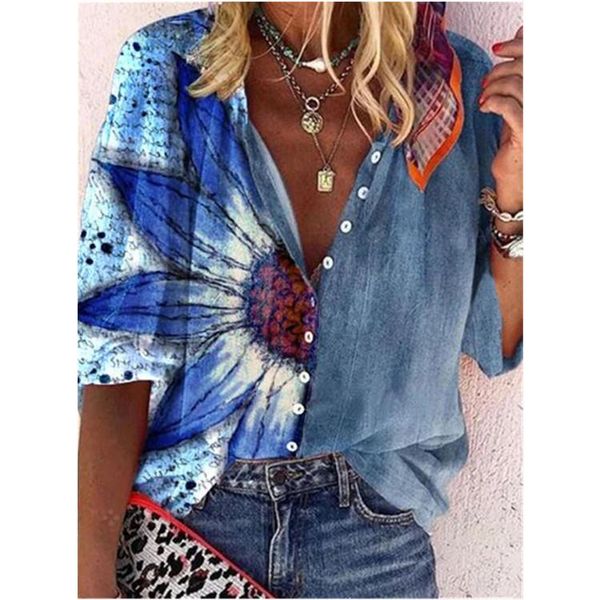 women's t-shirt 2021 fashion retro floral print women blouse autumn stitching button long sleeve blouses shirt casual street lady overs, White
women's t-shirt 2021 fashion retro floral print women blouse autumn stitching button long sleeve blouses shirt casual street lady overs, White