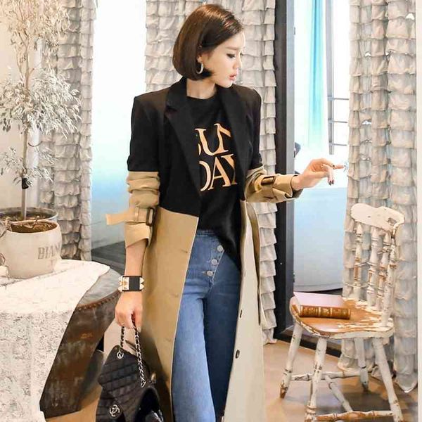 women's trench coats autumn korean version office lady temperament long suit collar color matching belt windbreaker coat 6pul, Tan;black
women's trench coats autumn korean version office lady temperament long suit collar color matching belt windbreaker coat 6pul, Tan;black