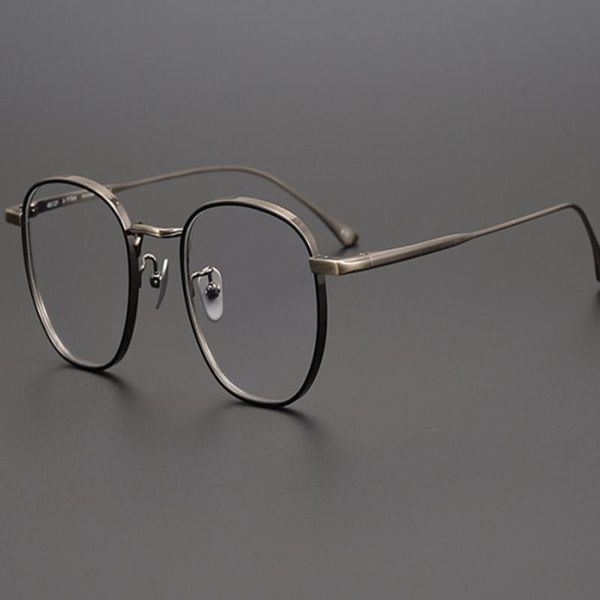 fashion sunglasses frames japanese handmade pure titanium eyeglasses men retro optical eyewear clear lens prescription myopia gl, Black 
fashion sunglasses frames japanese handmade pure titanium eyeglasses men retro optical eyewear clear lens prescription myopia gl, Black