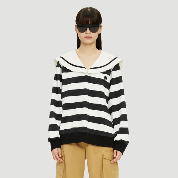women's sweaters striped sailor collar pullover sweater autumn all-match knitwear long-sleeved loose knitted jumpers female, White;black
women's sweaters striped sailor collar pullover sweater autumn all-match knitwear long-sleeved loose knitted jumpers female, White;black