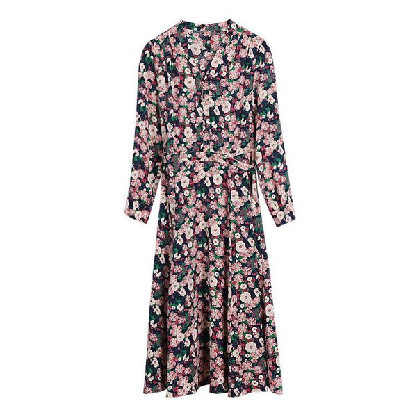 casual dresses floral print mldi dress women elegant v neck shirt three quarter sleeve sashes vestidos spring autumn daily clothes, Black;gray
casual dresses floral print mldi dress women elegant v neck shirt three quarter sleeve sashes vestidos spring autumn daily clothes, Black;gray