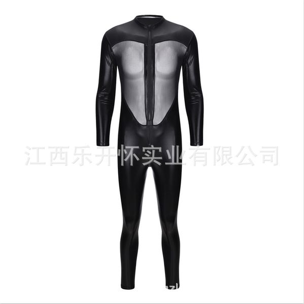 patent underwear men' leather fun mesh splicing jumpsuit nightclub stage dress, Red;black
patent underwear men' leather fun mesh splicing jumpsuit nightclub stage dress, Red;black