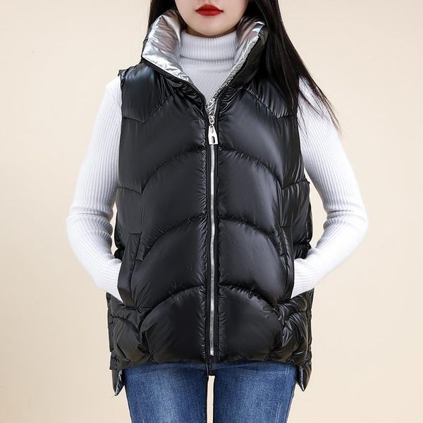 women's vests plus size waistcoat vest women autumn winter down cotton jacket female parka coat fashion loose shiny outerwear, Black;white
women's vests plus size waistcoat vest women autumn winter down cotton jacket female parka coat fashion loose shiny outerwear, Black;white