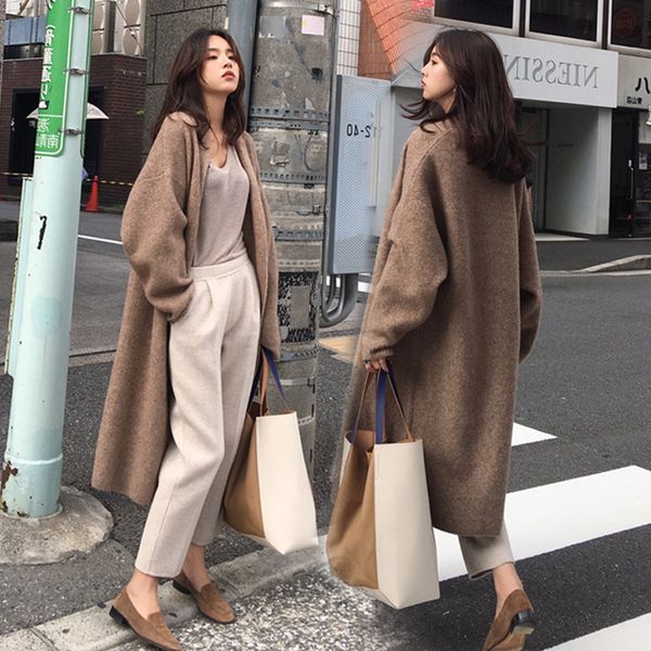 women's trench coats elegant women sweater thick long warm cardigan new autumn winter coat knitted fashion sweaters female outwear, Tan;black
women's trench coats elegant women sweater thick long warm cardigan new autumn winter coat knitted fashion sweaters female outwear, Tan;black