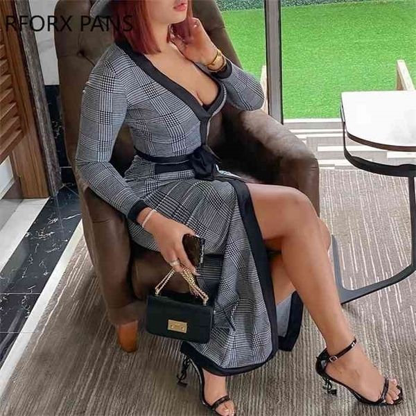 women high slit plaid long sleeve plunge maxi bodycon dress womens party dress, Black;gray
women high slit plaid long sleeve plunge maxi bodycon dress womens party dress, Black;gray