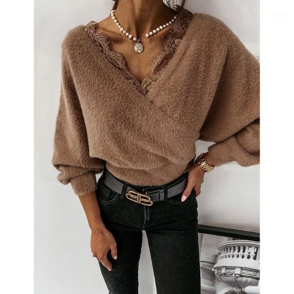 fleece sweaters for women ladies v neck lace trim backless elegant woman long sleeve plus size women's, White;black
fleece sweaters for women ladies v neck lace trim backless elegant woman long sleeve plus size women's, White;black