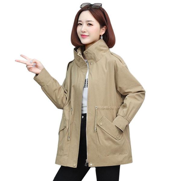 women's trench coats female windbreaker 2021 autumn korean loose with lining coat women casual basic outerwear, Tan;black
women's trench coats female windbreaker 2021 autumn korean loose with lining coat women casual basic outerwear, Tan;black