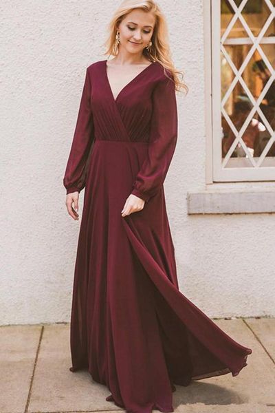 bohemia v neck chiffon evening bridesmaid dresses long sleeves ruched floor length guest maid of honor robes de soirée party, White;black
bohemia v neck chiffon evening bridesmaid dresses long sleeves ruched floor length guest maid of honor robes de soirée party, White;black