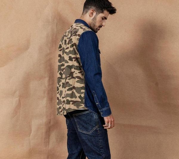 men's casual shirts spring winter camouflage paneled denim shirt men patckwork contrast color military hip hop cotton, White;black
men's casual shirts spring winter camouflage paneled denim shirt men patckwork contrast color military hip hop cotton, White;black
