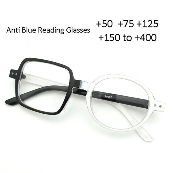 sunglasses left square right round transparent glasses clear reading glass anti-blue eyeglasses optical +1 +1.25 +1.75 to +4.0, White;black
sunglasses left square right round transparent glasses clear reading glass anti-blue eyeglasses optical +1 +1.25 +1.75 to +4.0, White;black