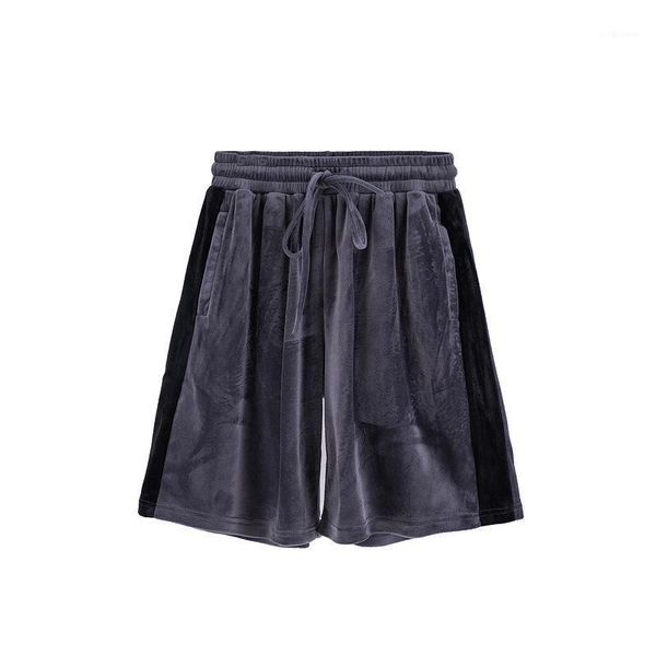 men's shorts velvet drawstring elastic waist men high street loose spliced vintage sport casual knee length pants summer, White;black
men's shorts velvet drawstring elastic waist men high street loose spliced vintage sport casual knee length pants summer, White;black