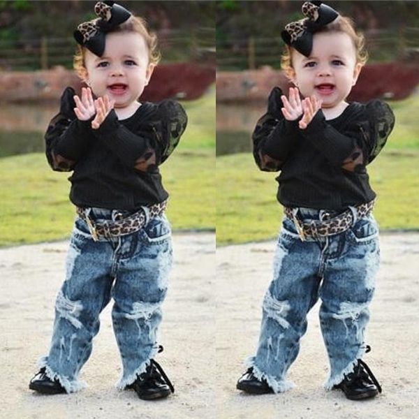 clothing sets 2pcs toddler kids baby girls set spliced mesh ribbed tulle sleeve t-shirt solid + hole denim jeans pants outfits casual, White
clothing sets 2pcs toddler kids baby girls set spliced mesh ribbed tulle sleeve t-shirt solid + hole denim jeans pants outfits casual, White
