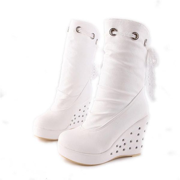 boots fashion brand woman shoes wedges round toe rivet platform slip-on autumn winter solid mid-calf boots1 7ng0, Black
boots fashion brand woman shoes wedges round toe rivet platform slip-on autumn winter solid mid-calf boots1 7ng0, Black