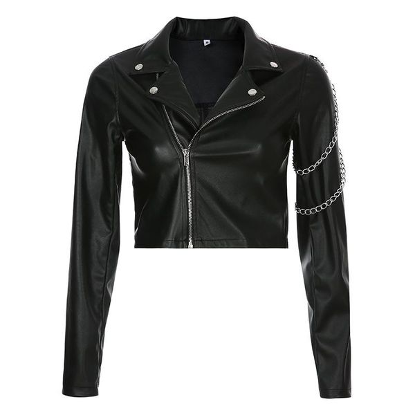 women's jackets faux leather cropped jacket women punk harajuku black coat woman gothic long sleeve overcoat with chains 2021 spring, Black;brown
women's jackets faux leather cropped jacket women punk harajuku black coat woman gothic long sleeve overcoat with chains 2021 spring, Black;brown