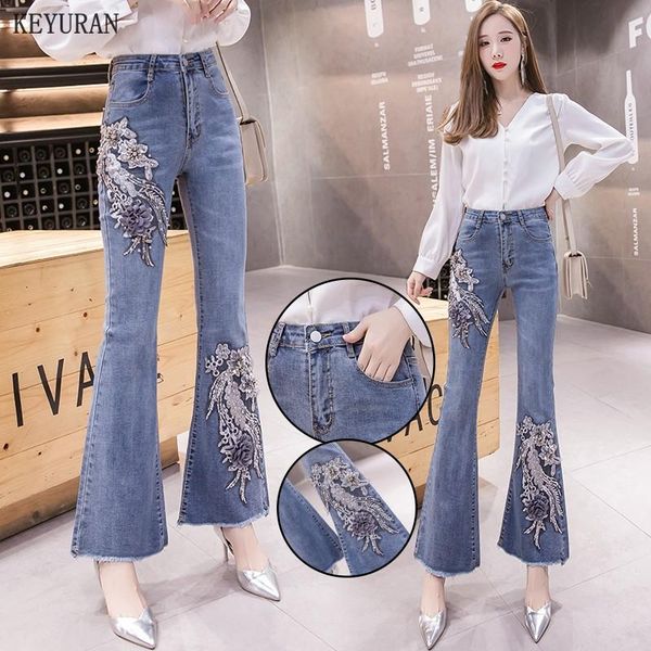 spring fishtail pants patchwork flowers jeans women high waist fashion worn out hole embroidery beads flare women's, Blue
spring fishtail pants patchwork flowers jeans women high waist fashion worn out hole embroidery beads flare women's, Blue
