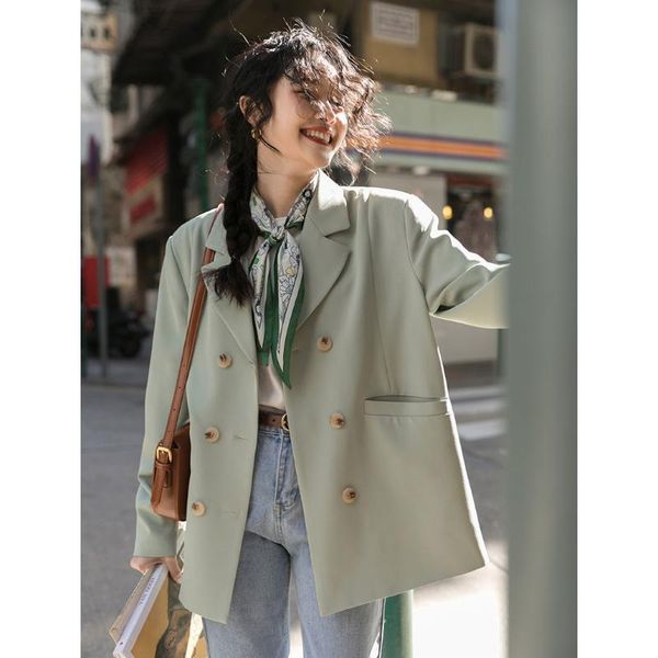 women's suits & blazers women 2021 spring autumn fashion double breasted loose fitting blazer coat female vintage long sleeve pockets o, White;black
women's suits & blazers women 2021 spring autumn fashion double breasted loose fitting blazer coat female vintage long sleeve pockets o, White;black
