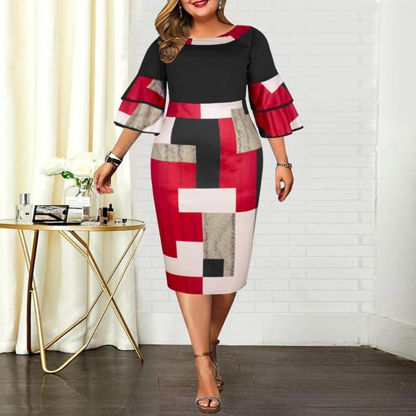 plus size dresses elegant geometric print women's wedding party 2021 layered bell sleeve evening prom dress 4xl 5xl, Black
plus size dresses elegant geometric print women's wedding party 2021 layered bell sleeve evening prom dress 4xl 5xl, Black
