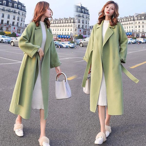women's wool & blends 2021 autumn winter coat women woolen coats with belt overcoats long section windbreaker jackets outerwear, Black
women's wool & blends 2021 autumn winter coat women woolen coats with belt overcoats long section windbreaker jackets outerwear, Black