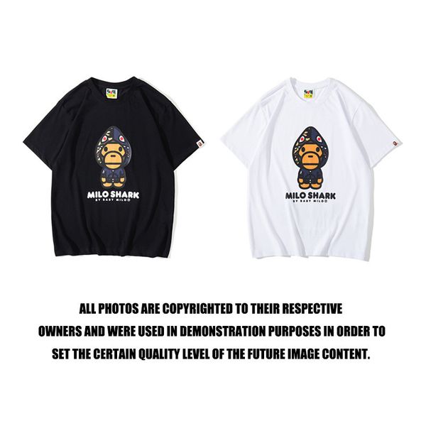 summer new short sleeve blue shark hat little monkey t-shirt printed men's and women's casual short sleeve fashion, White
summer new short sleeve blue shark hat little monkey t-shirt printed men's and women's casual short sleeve fashion, White