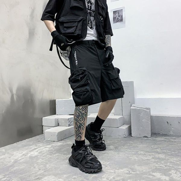 men's shorts multi pockets techwear cargo with ribbon belt man harajuku streetwear casual short pants goth hip hop punk for men, White;black
men's shorts multi pockets techwear cargo with ribbon belt man harajuku streetwear casual short pants goth hip hop punk for men, White;black