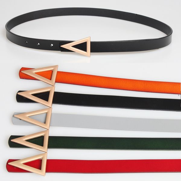 style simple gold button triangle thin belt leather suit trend fine triangle buckle belt women's black, Black;brown
style simple gold button triangle thin belt leather suit trend fine triangle buckle belt women's black, Black;brown