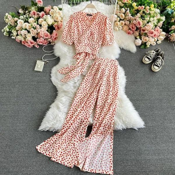 spring casual two piece sets women leopard leaf v-neck short sleeve back belt + bifurcation wide leg flare pant suit women's pants, White
spring casual two piece sets women leopard leaf v-neck short sleeve back belt + bifurcation wide leg flare pant suit women's pants, White