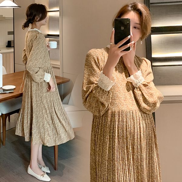 705# 2021 Spring Korean Fashion Maternity Long Dress Floral Printed A Line Loose Clothes for Pregnant Women Ties Waist Pregnancy, Khaki
705# 2021 Spring Korean Fashion Maternity Long Dress Floral Printed A Line Loose Clothes for Pregnant Women Ties Waist Pregnancy, Khaki