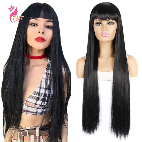 synthetic wigs long straight hair wig for women 30'' with bangs heat restant fiber natural looking black
synthetic wigs long straight hair wig for women 30'' with bangs heat restant fiber natural looking black