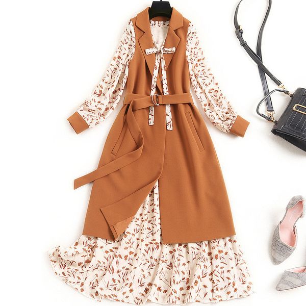 two piece dress elegant office lady long sleeve designers chiffon collar dress 2 piece feminine suit spring fall midi party tco8, White
two piece dress elegant office lady long sleeve designers chiffon collar dress 2 piece feminine suit spring fall midi party tco8, White