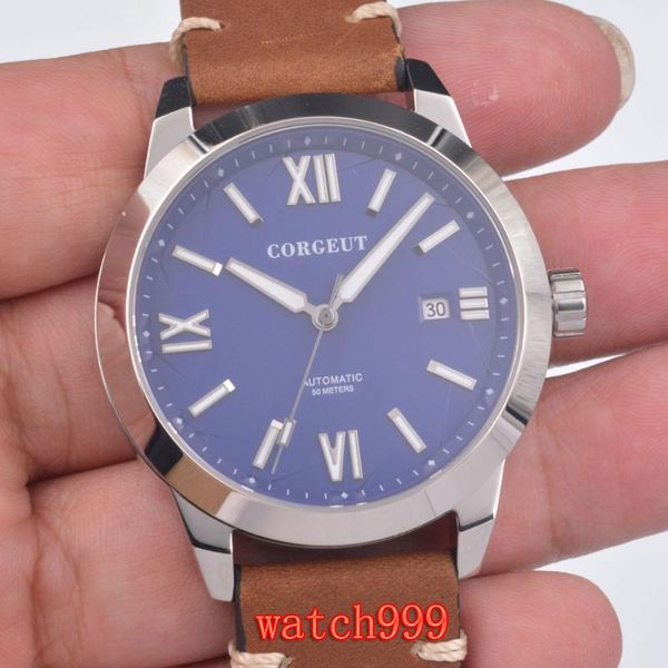 wristwatches 40 mm blue dial calendar stainless steel case luminous man's watches brown leather strap automatic mechanica watch, Slivery;brown
wristwatches 40 mm blue dial calendar stainless steel case luminous man's watches brown leather strap automatic mechanica watch, Slivery;brown