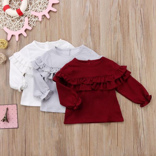 shirts toddler infant baby girl kids cotton ruffles long sleeve blouse shirt blouses clothes sunsuit clothing 0-3y, White;black