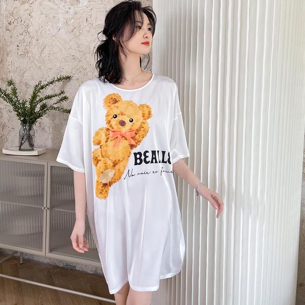 women's sleepwear 2021 womens satin sleep korean style short sleeves shirt casual print loose night dress, Black;red
women's sleepwear 2021 womens satin sleep korean style short sleeves shirt casual print loose night dress, Black;red
