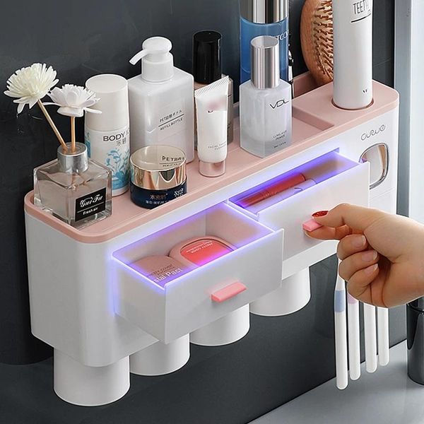 magnetic adsorption inverted toothbrush holder automatic toothpaste dispenser with cup bathroom accessories set bath accessory
magnetic adsorption inverted toothbrush holder automatic toothpaste dispenser with cup bathroom accessories set bath accessory