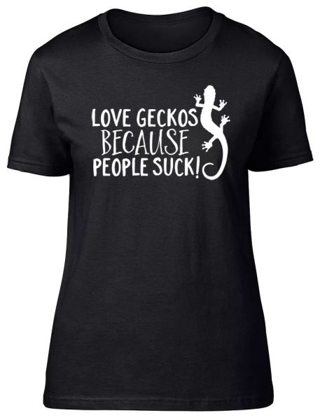 love geckos because people suck womens ladies short sleeve fitted t-shirt, White;black
love geckos because people suck womens ladies short sleeve fitted t-shirt, White;black