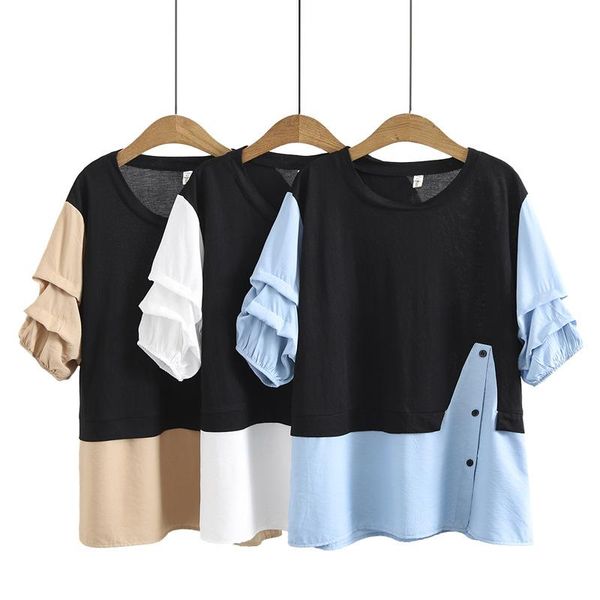 plus size t-shirt women's clothing blouses&shirts summer wear show thin loose style false two pieces, Black
plus size t-shirt women's clothing blouses&shirts summer wear show thin loose style false two pieces, Black