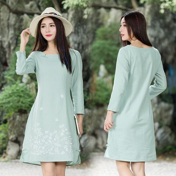 will the folk embroidery manual button 7 minutes of sleeve qipao dress casual dresses, Black;gray
will the folk embroidery manual button 7 minutes of sleeve qipao dress casual dresses, Black;gray